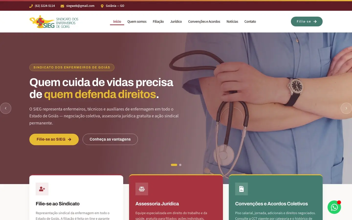 Print do site SIEG (versão computador)