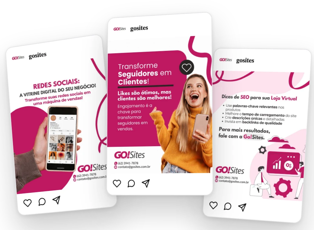 Posts de redes sociais da GO!Sites