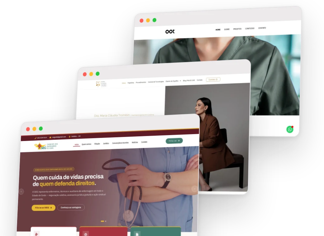Prints de sites desenvolvidos pela GO!Sites